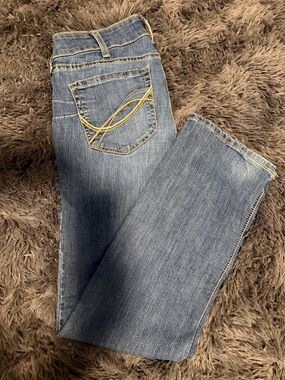 Ariat Women's Blue Denim Boot Cut Jeans with Yellow Stitching